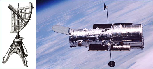 Um quadrante e o Telescópio Espacial Hubble